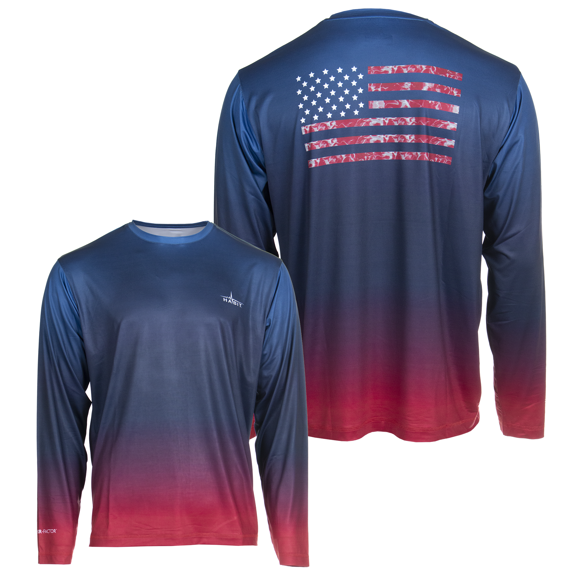 Habit Seagrass Cove Long Sleeve Quick Dry UPF 40+ Performance Tee (Red American, XL), Men's