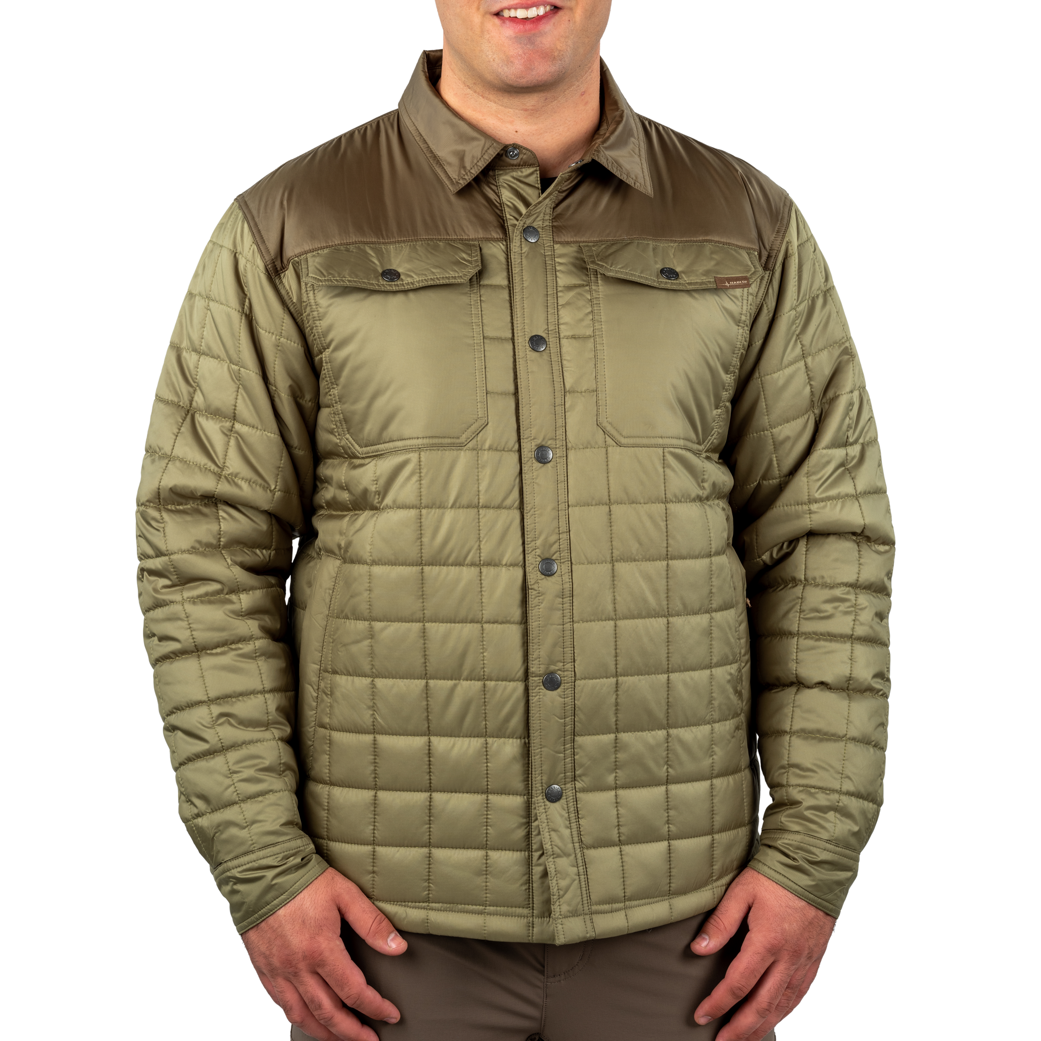 Men's Quilted Snap Front Shirt Jacket