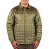 Men's Quilted Snap Front Shirt Jacket Loden Green front on model