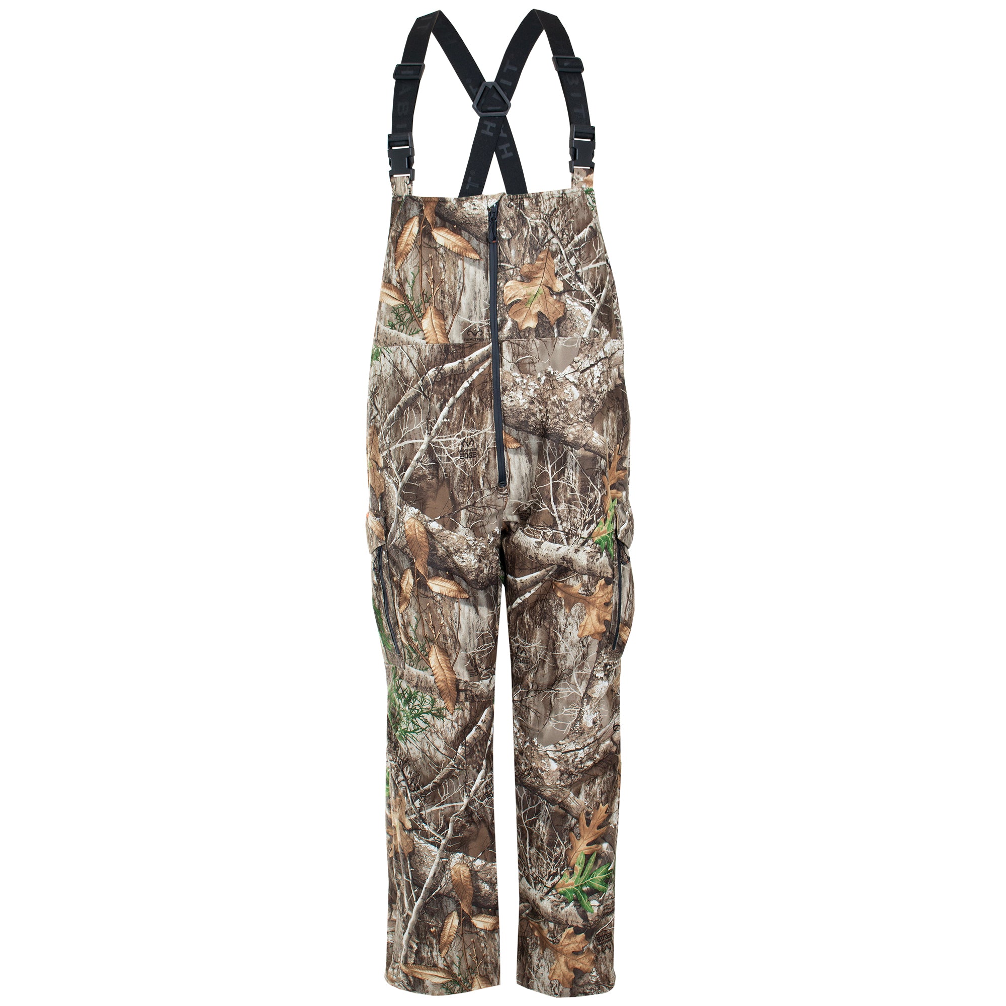 Men's Country Trek Stretch Waterproof Insulated Bib Realtree Edge Front on form