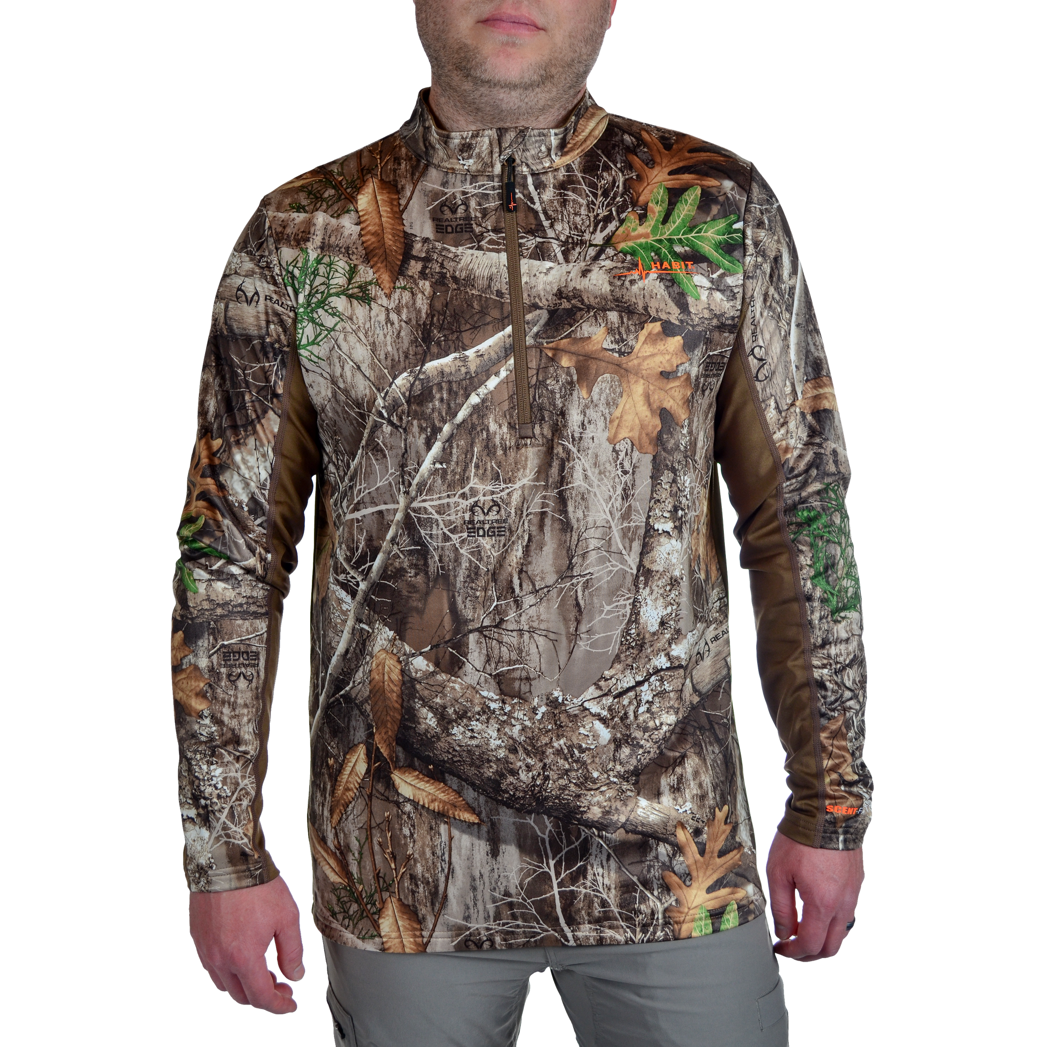 Men's Buck Hill Base Layer Mock Realtree Edge front on model view