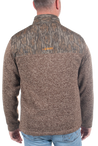 Men's Crater Valley Sweater Fleece Quarter Zip Jacket Mossy Oak New Bottomland back on model view