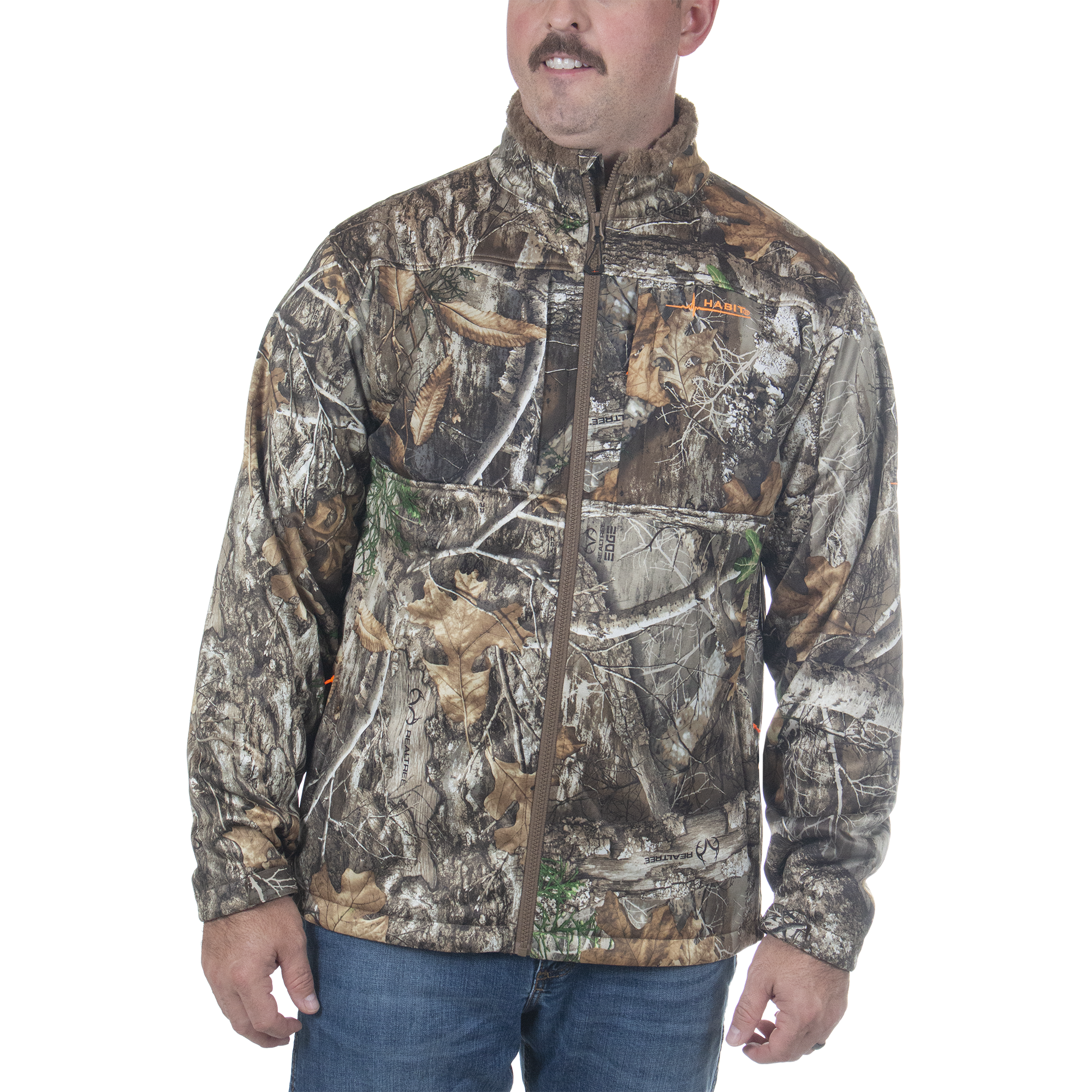 Men's Early Dawn Sherpa Shell Jacket Realtree Edge front on model