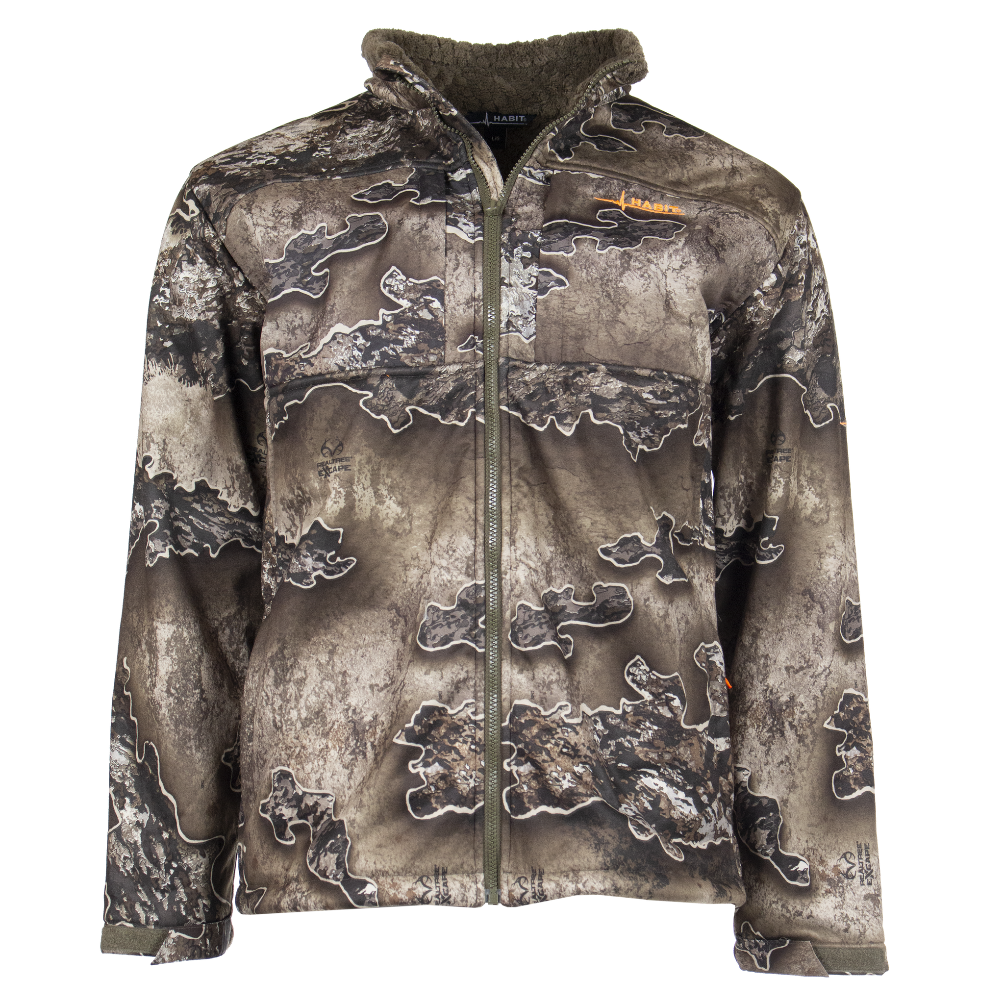 Men's Early Dawn Sherpa Shell Jacket Realtree Excape Front on form