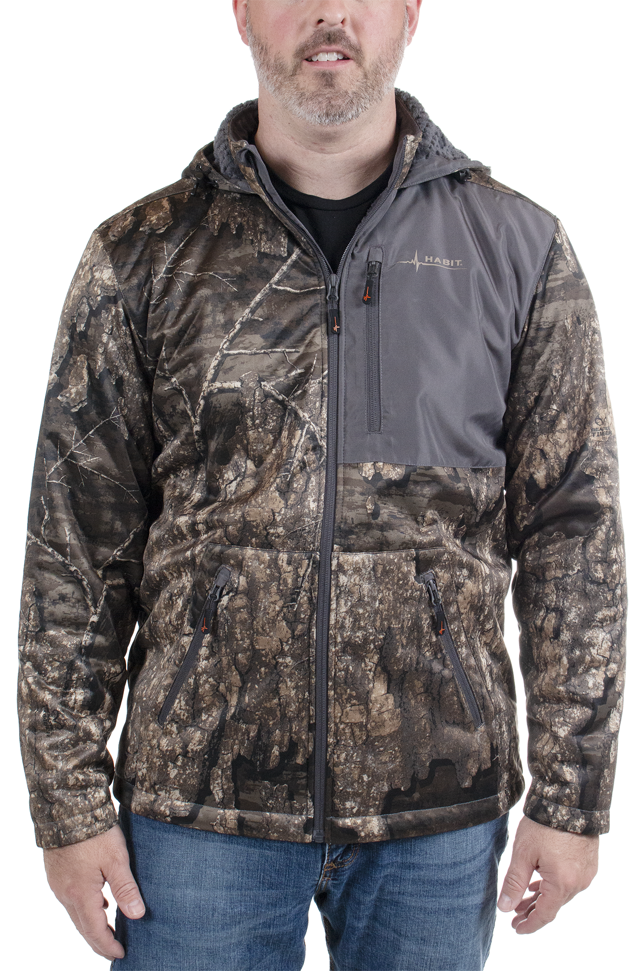 Men's Iron Rock Hooded Sherpa Shell Jacket Realtree Timber front
