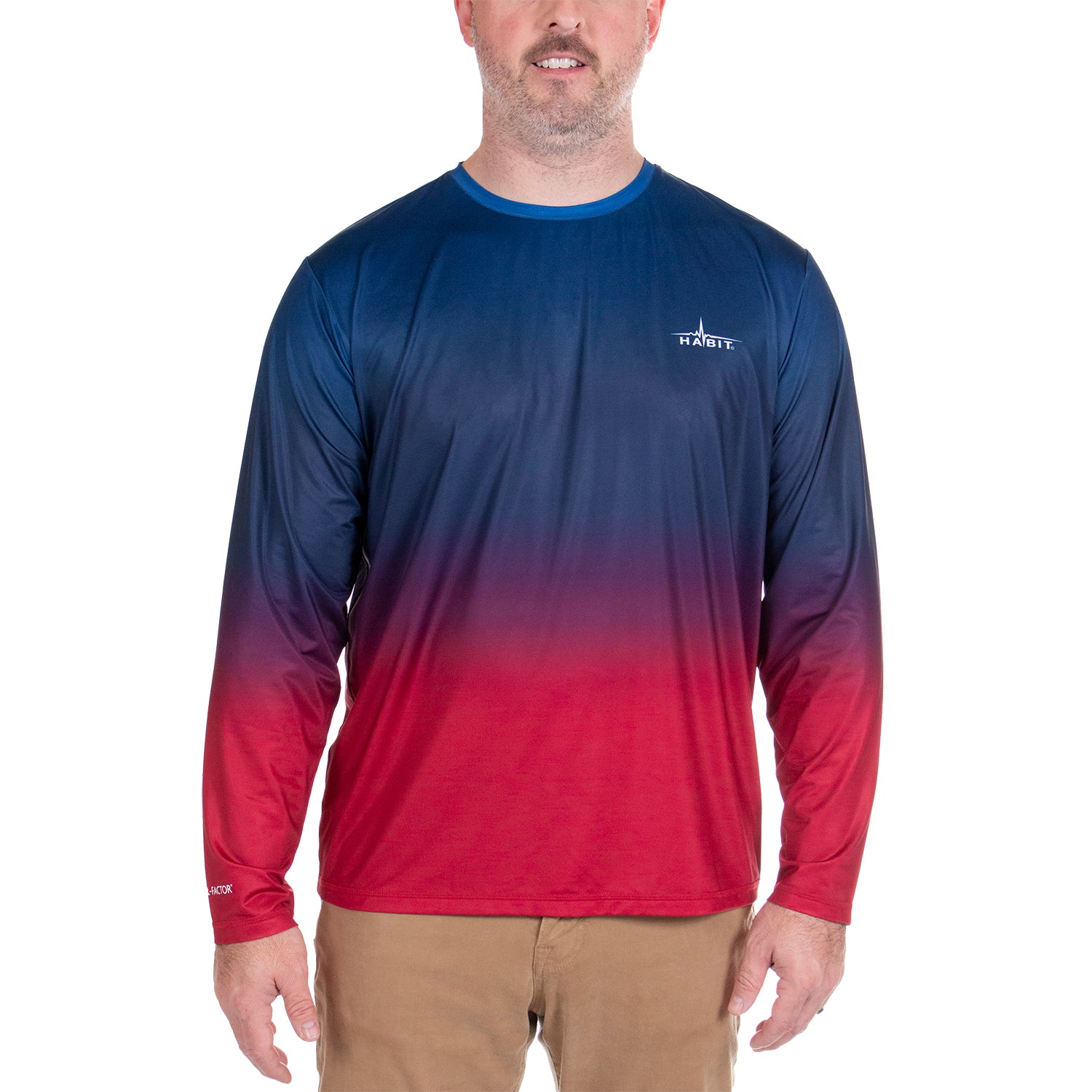 Habit Seagrass Cove Long Sleeve Quick Dry UPF 40+ Performance Tee (Red American, XL), Men's