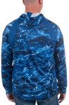 MLF Men's Camo Hooded Performance Layer with Gaiter Agua Blue Back