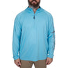 Men's Hooded 1/4 Zip Performance Layer Air Blue Front on model
