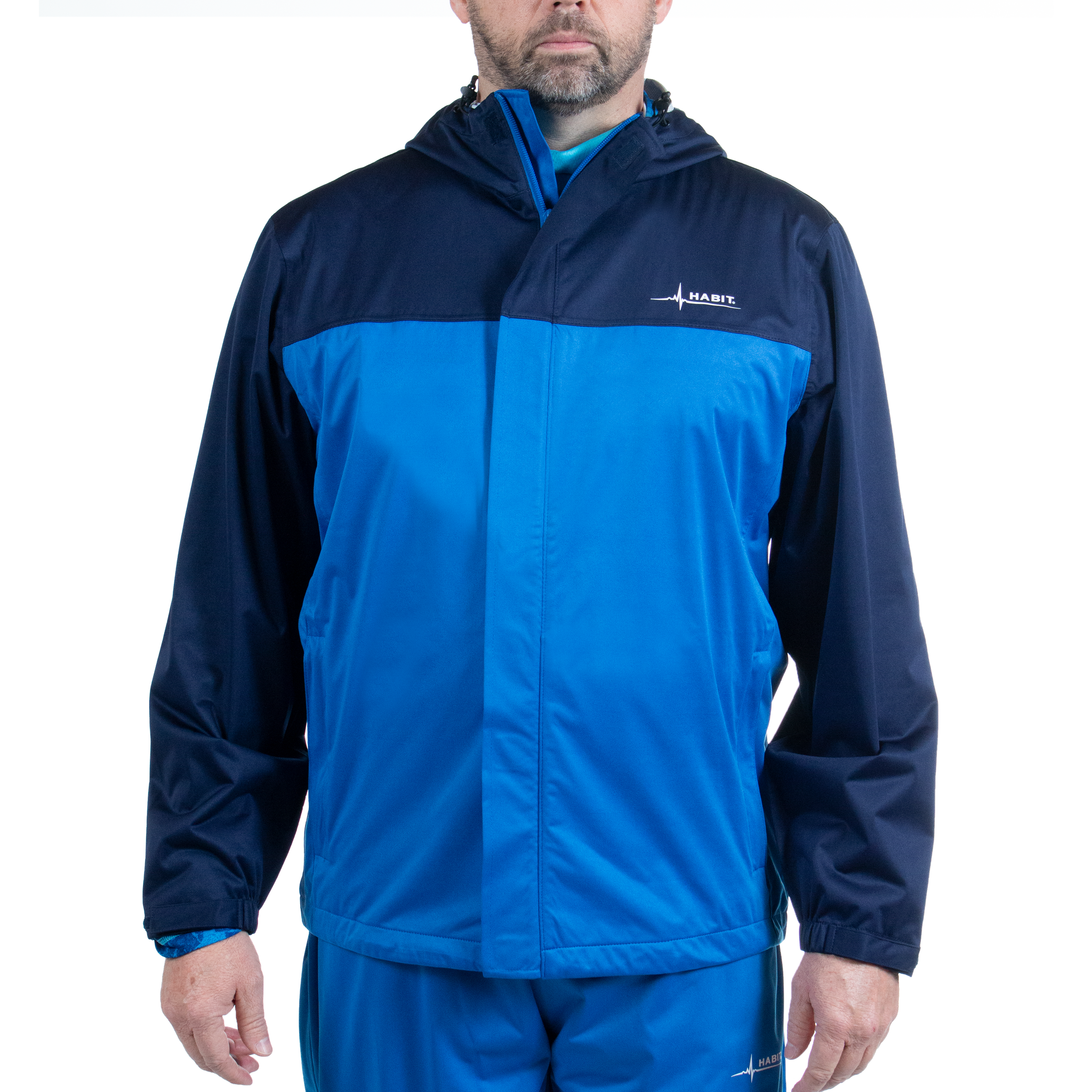Men’s Roaring Springs Packable Rain Jacket Front On model