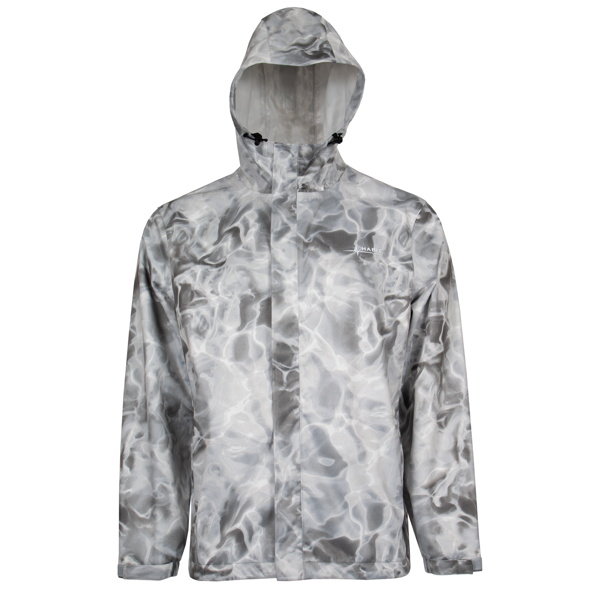 Men's Roaring Springs Packable Rain Jacket Gray Waves front on form