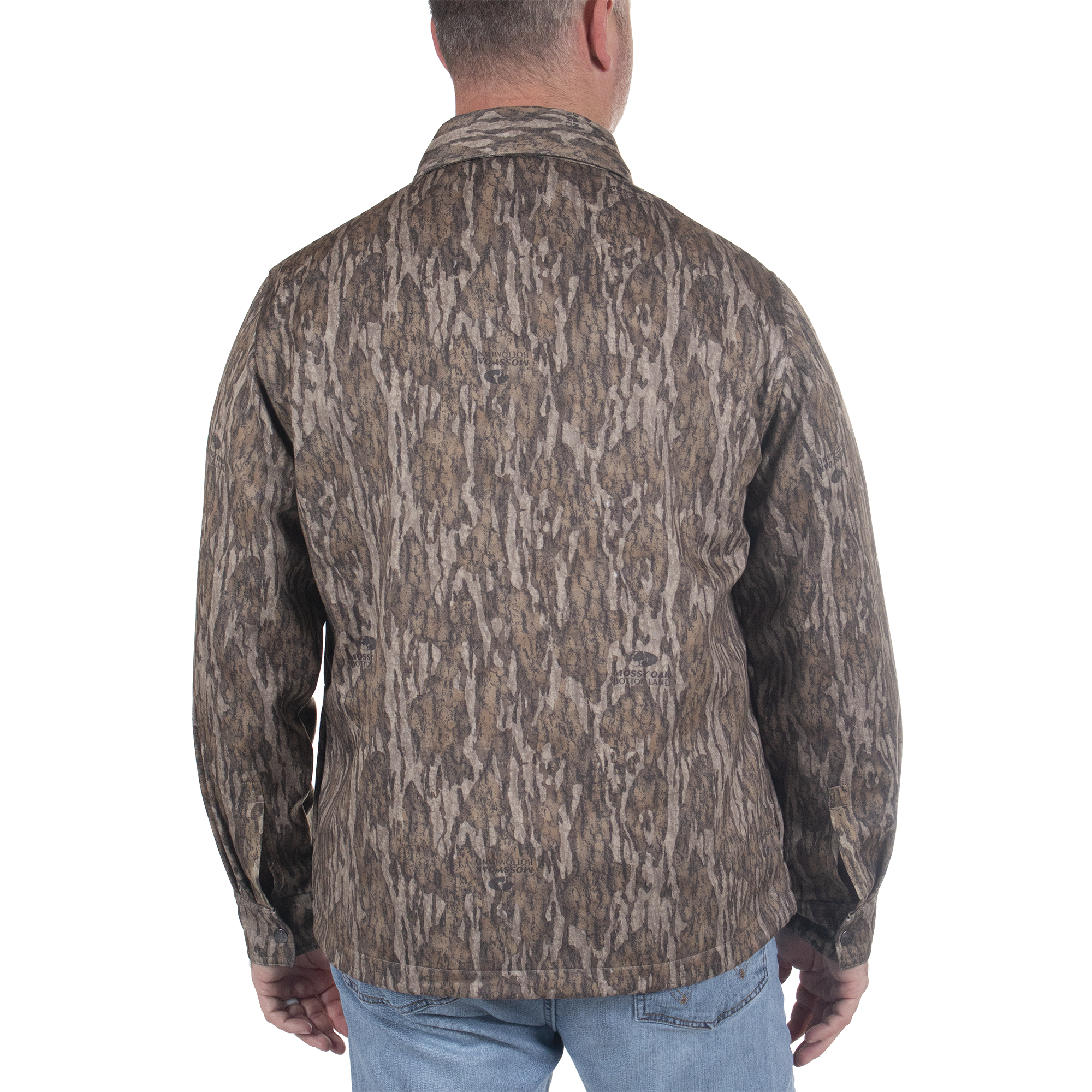 Men's Bowslayer Shirt Jacket Mossy Oak New Bottomland back on model view
