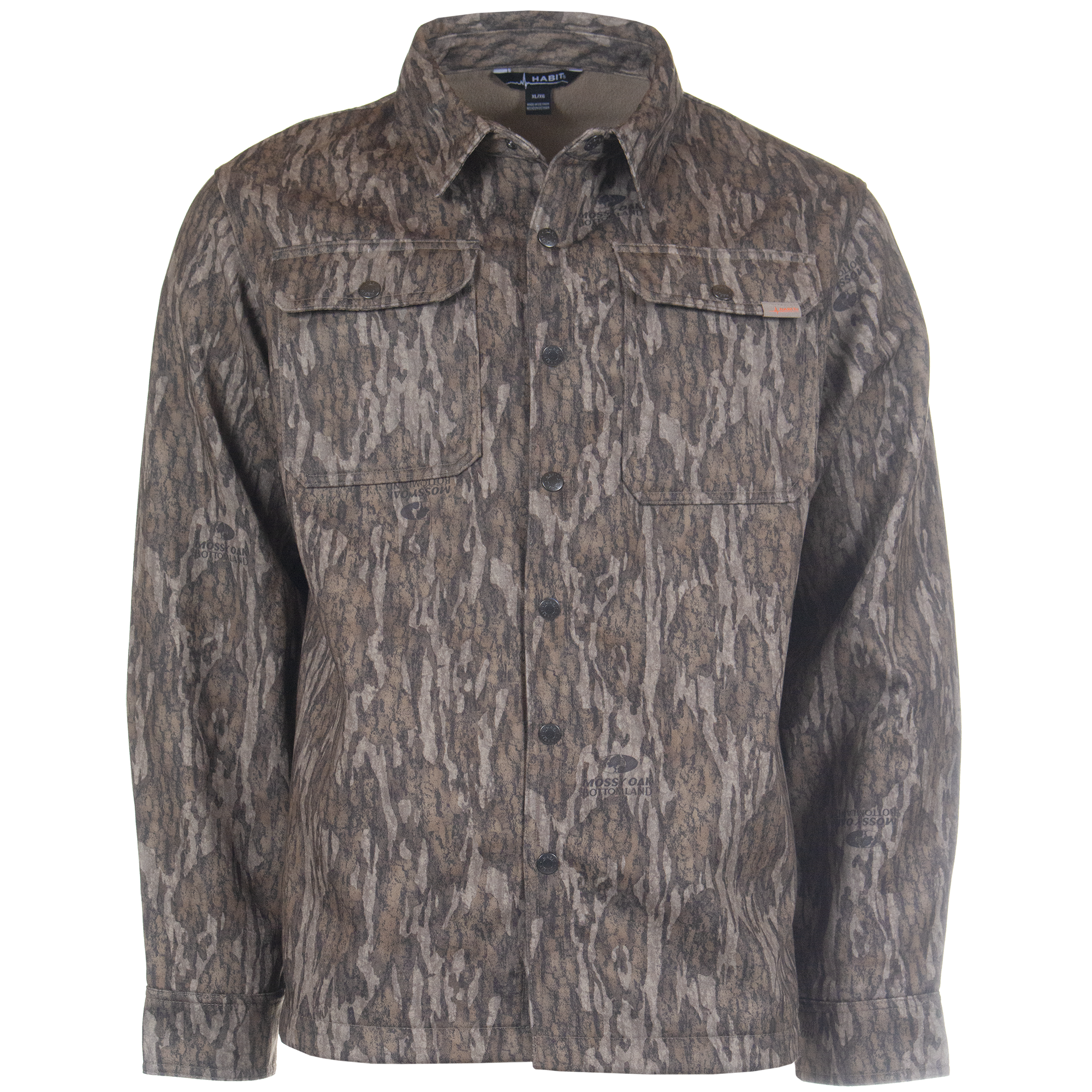 Men's Bowslayer Shirt Jacket Mossy Oak New Bottomland front on form view