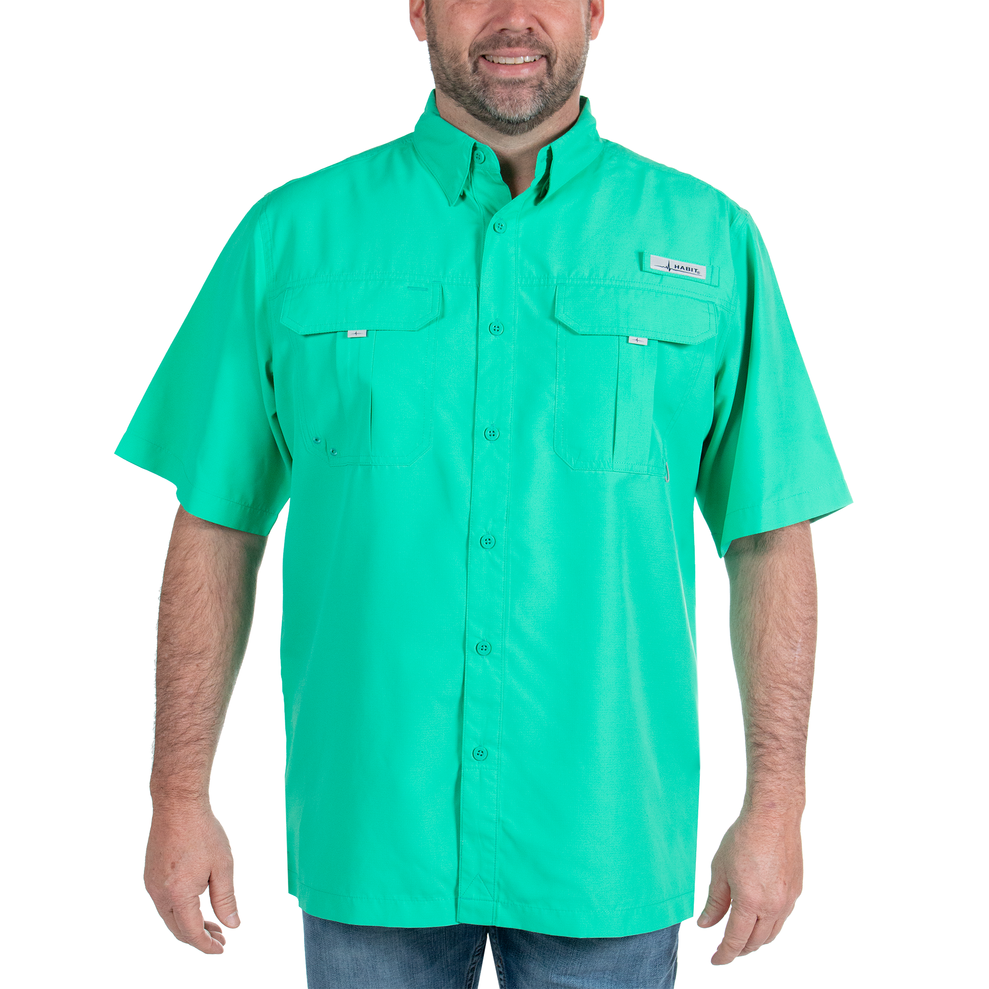 HABIT fishing shirt 40+ Solar factor, forest green. Men's size