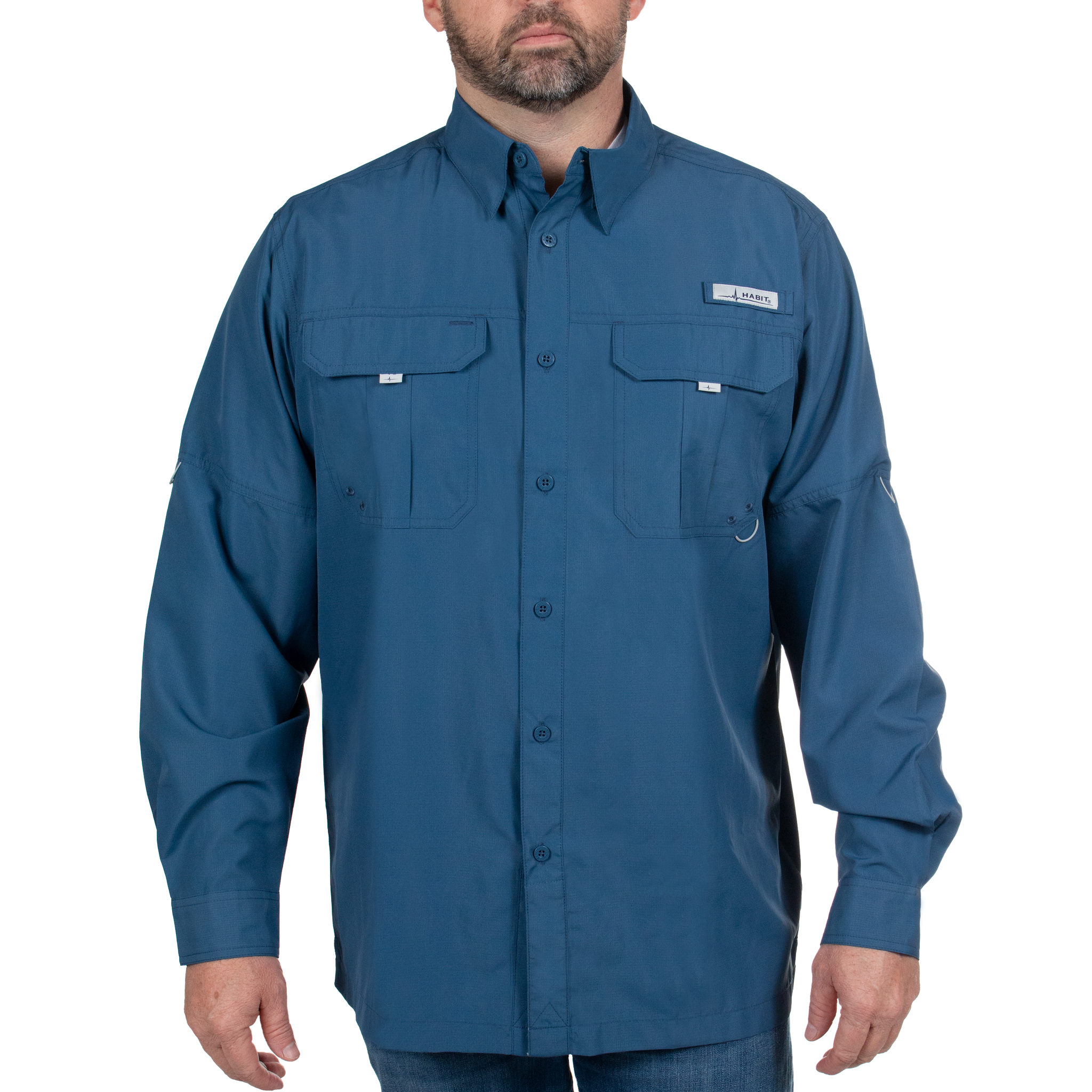 Men’s Fourche Mountain Long Sleeve River Guide Fishing Shirt Ensign Blue