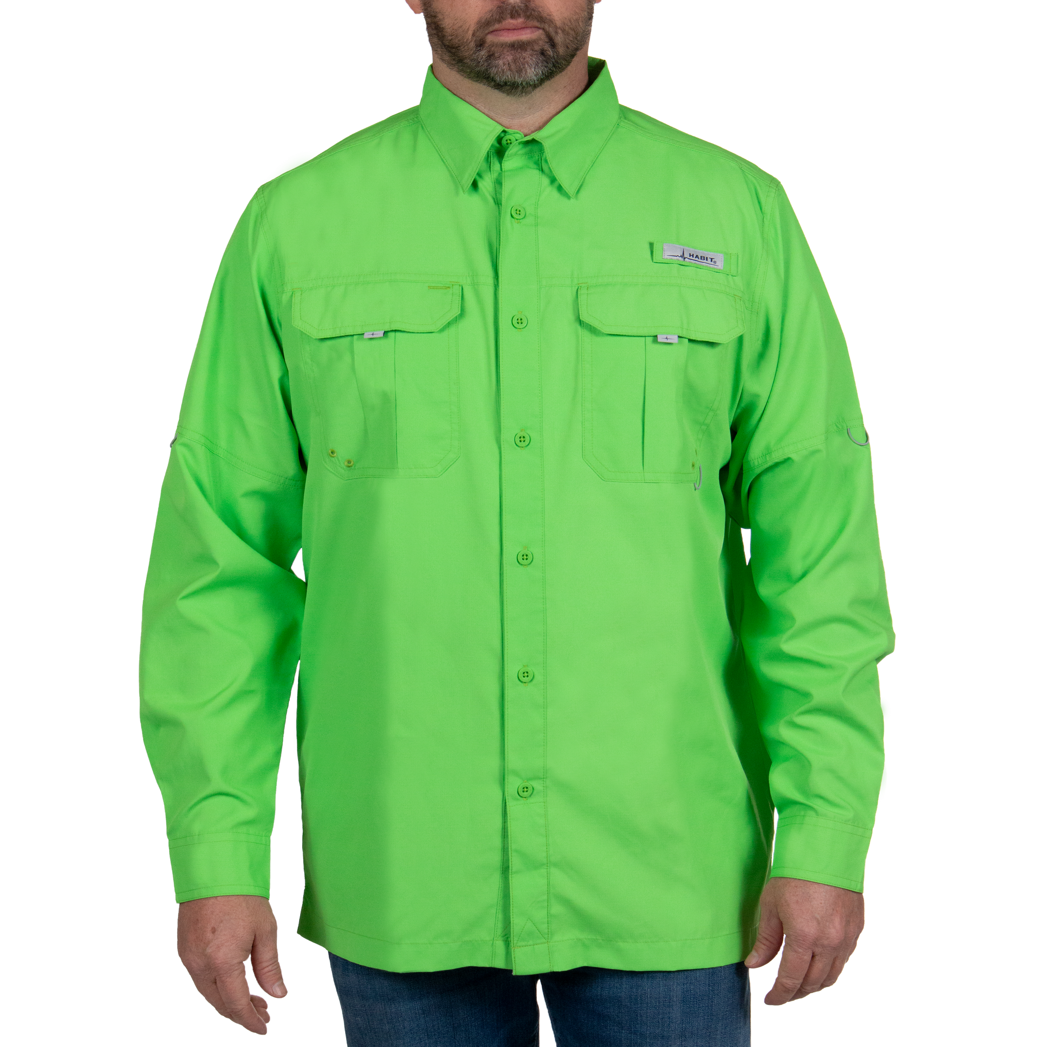Men’s Fourche Mountain Long Sleeve River Guide Fishing Shirt Green Flash