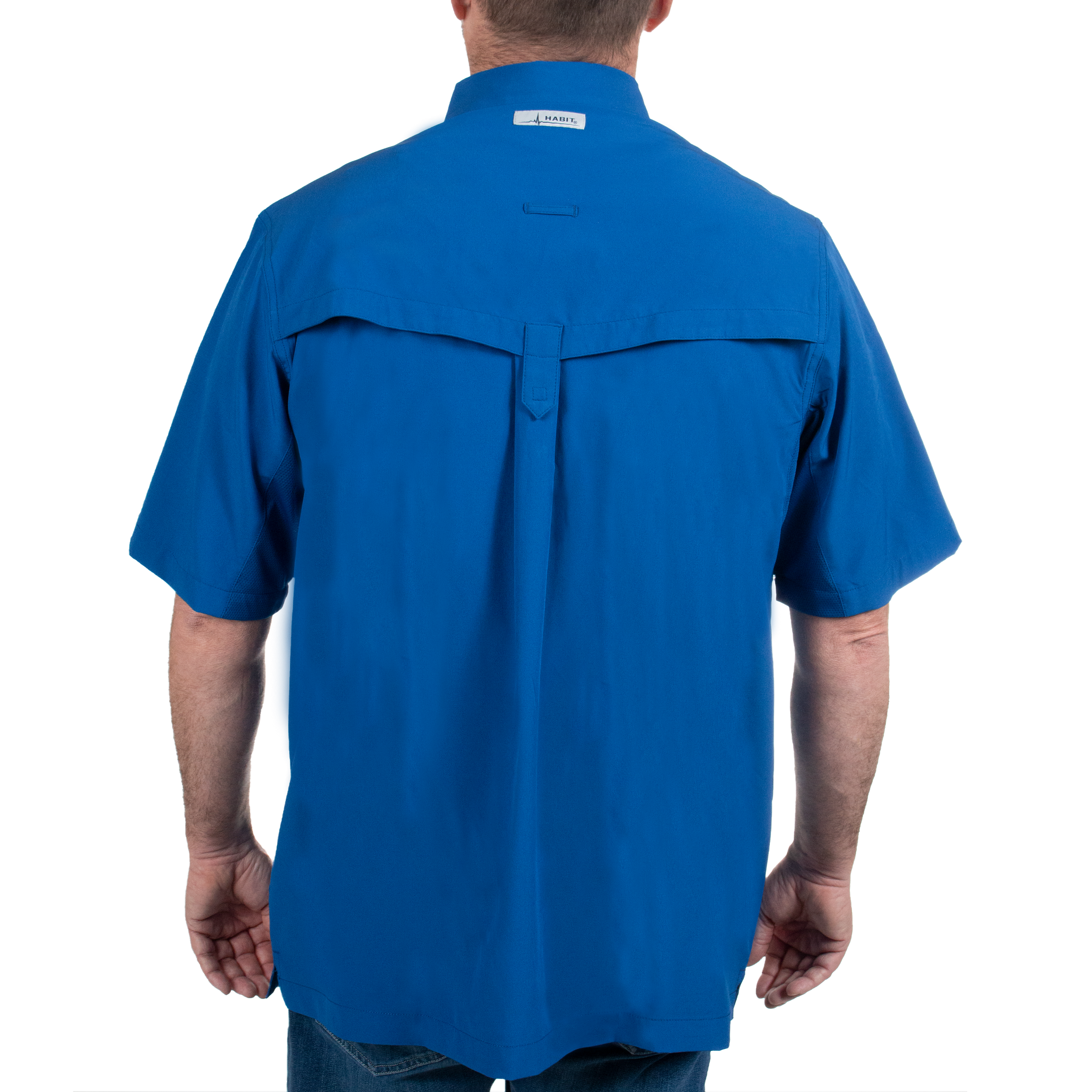 Men’s Forage River Short Sleeve River Guide Fishing Shirt Blue Quartz Back