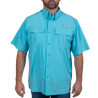 Men’s Forage River Short Sleeve River Guide Fishing Shirt Crystal Seas Front on model