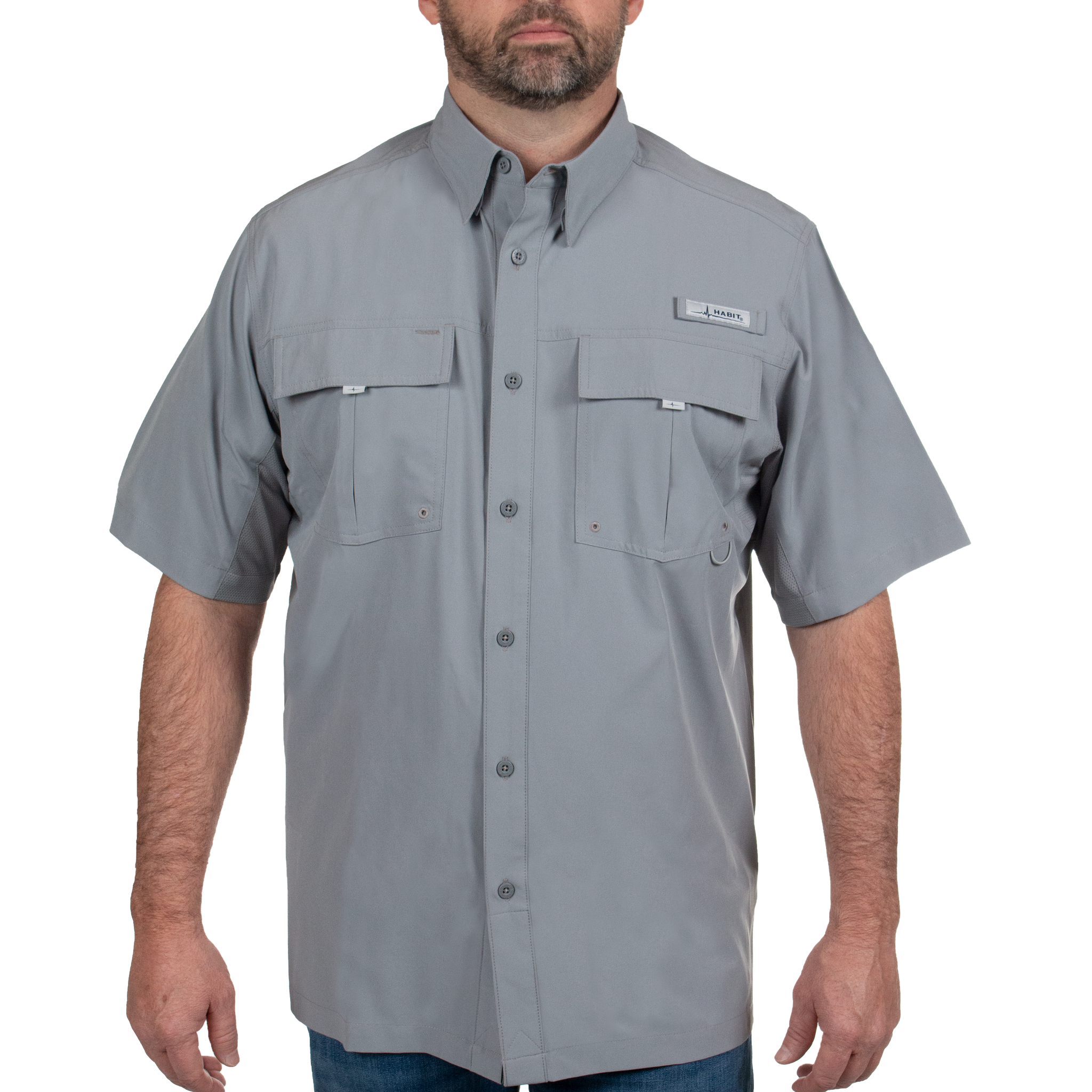 Men’s Forage River Short Sleeve River Guide Fishing Shirt Monument Front