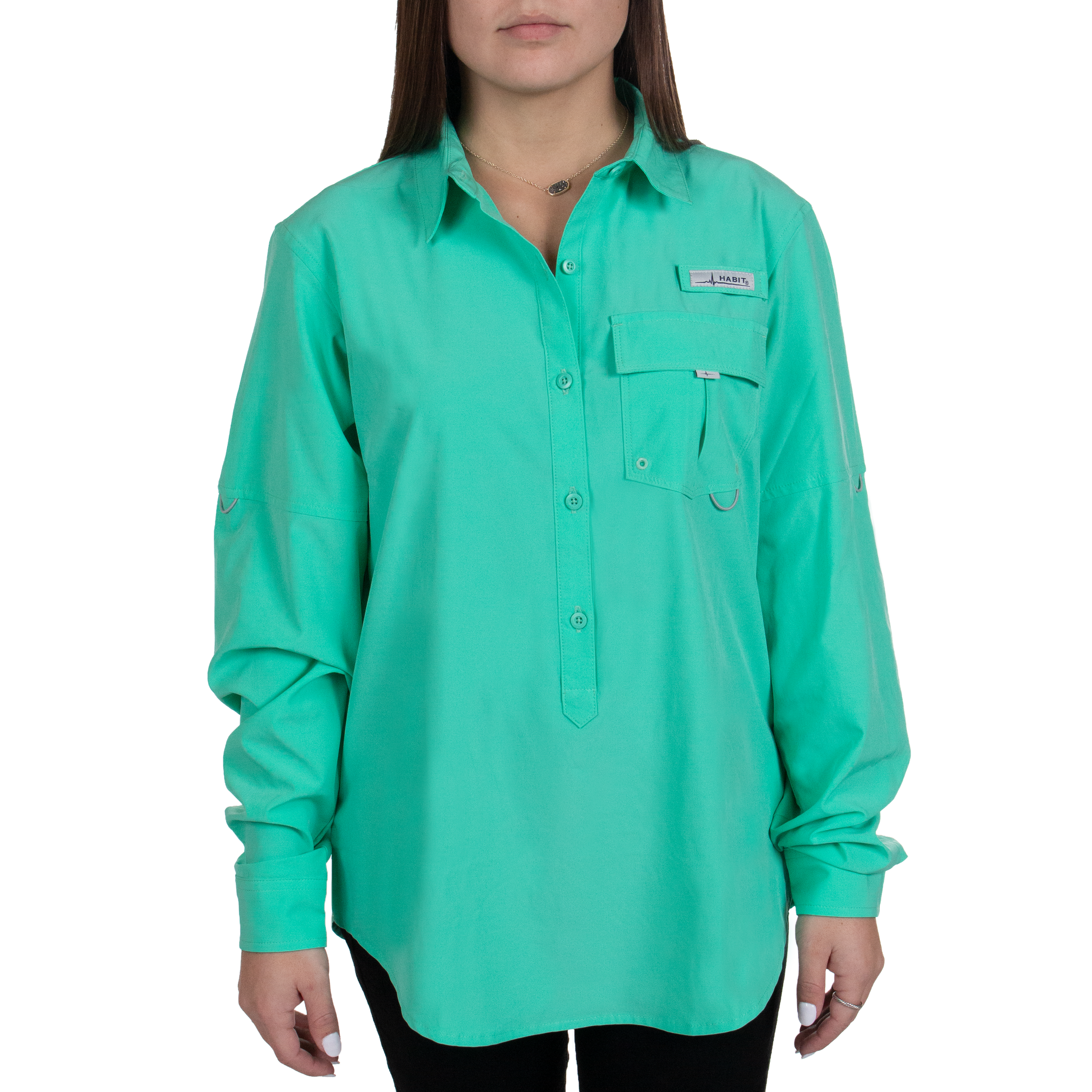 Mossy Oak Women's Long Sleeve Fishing Shirt, Size: Small, Green