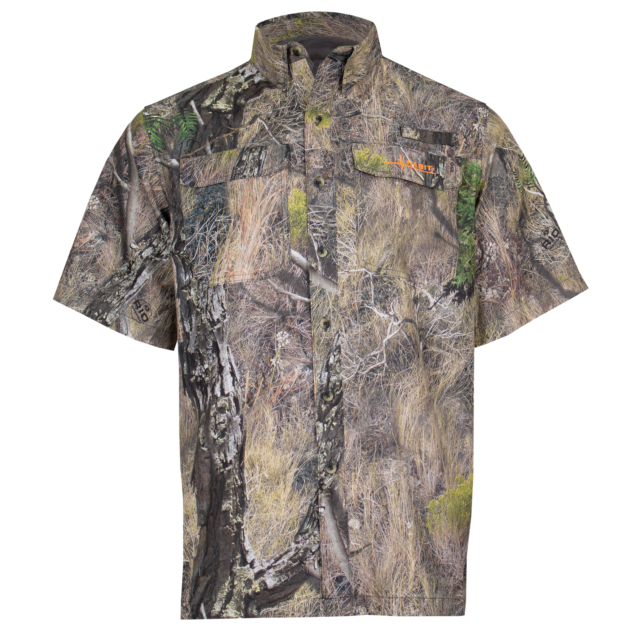 Men's Outfitter Junction Short Sleeve Camo Shirt Mossy Oak Rio front on form