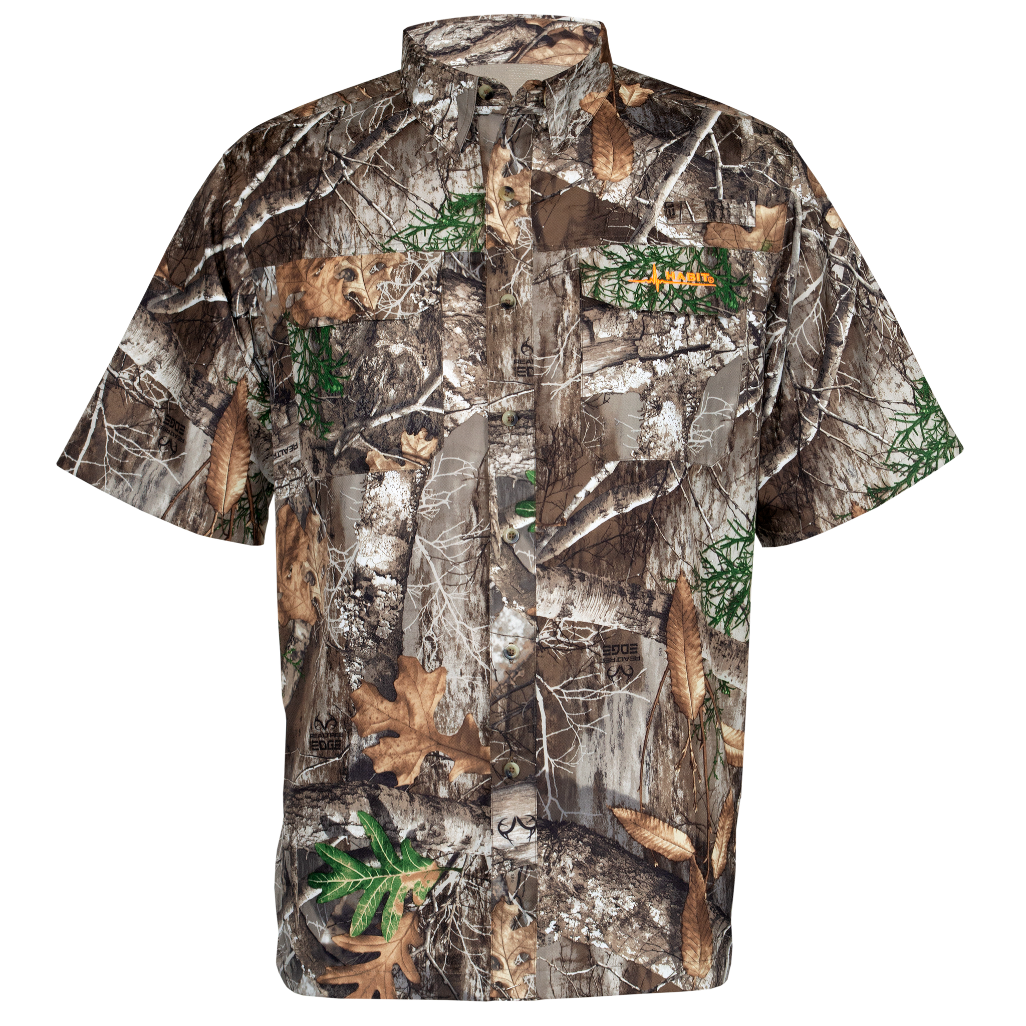 Men's Outfitter Junction Short Sleeve Camo Shirt Realtree Edge front on form
