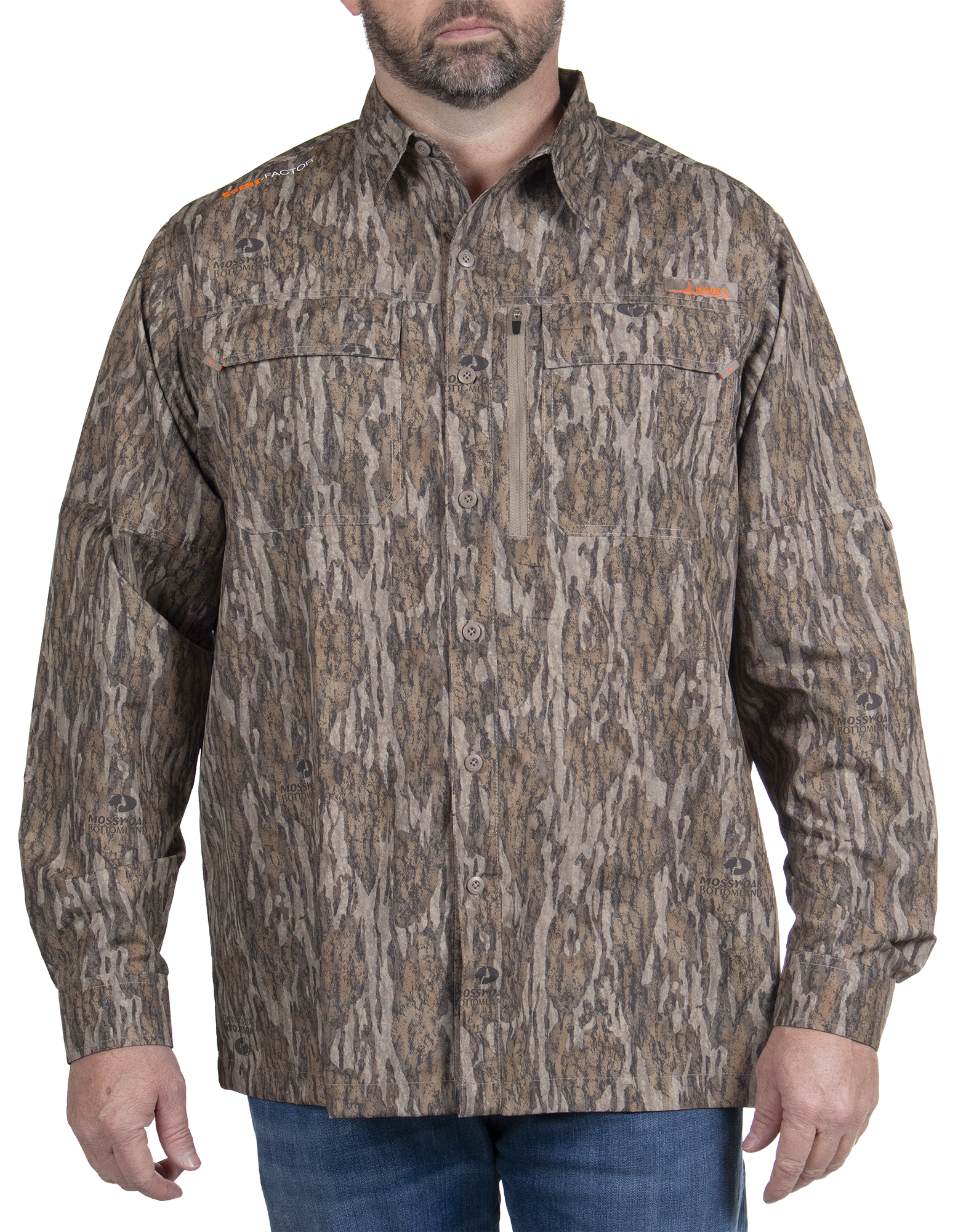 Mossy Oak Mens Fishing Shirts for Men Long Sleeve with 40+ UPF Sun Protection