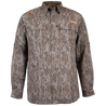 Men's Hatcher Pass Long Sleeve Camo Guide Shirt Mossy Oak New Bottomland Front on form