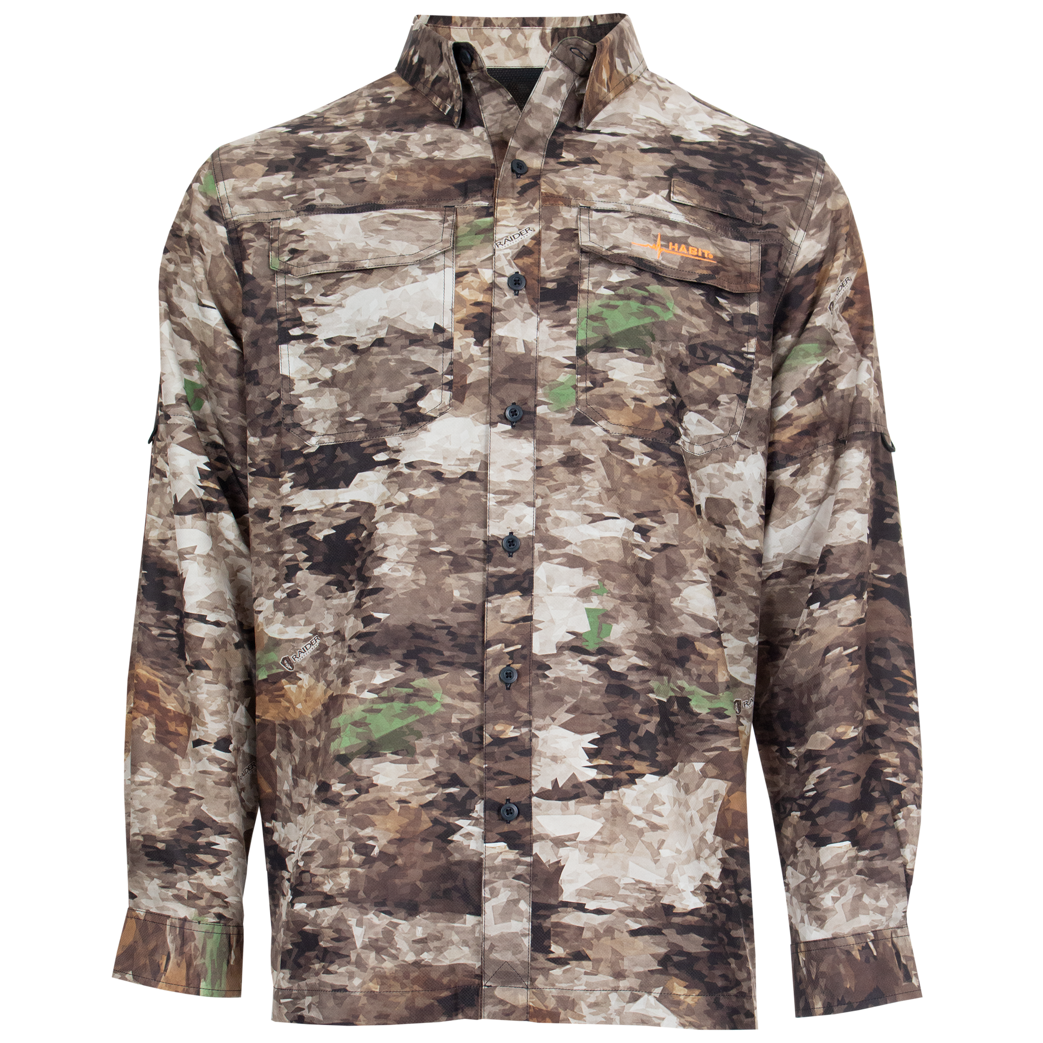 Men's Outfitter Junction Long Sleeve Camo Shirt Raider Broadsword front on form