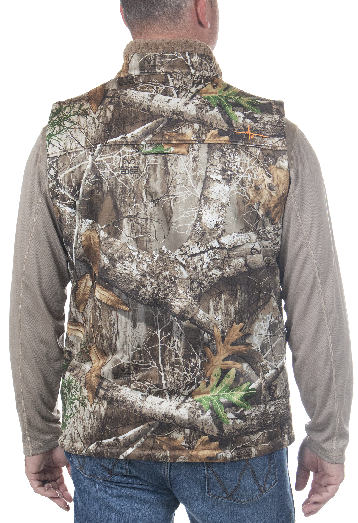 Men's Early Dawn Sherpa Shell Vest Realtree Edge back on form